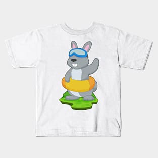 Rabbit Swimming Lifebuoy Kids T-Shirt